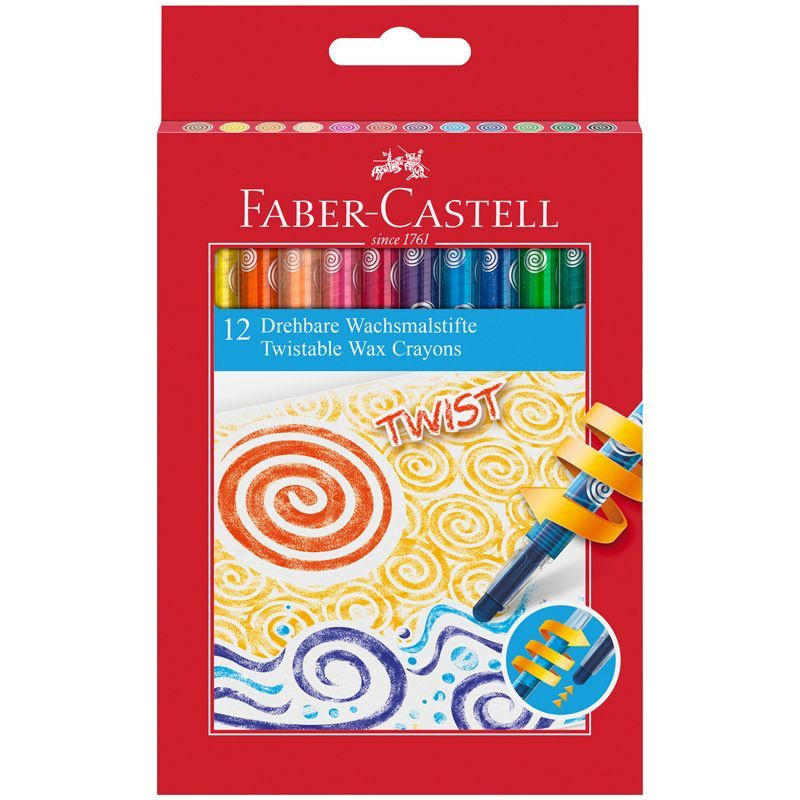 Faber-Castell, Карандаши восковые, 12 цветов, выкручивающийся стержень, картон, европодвес  #1