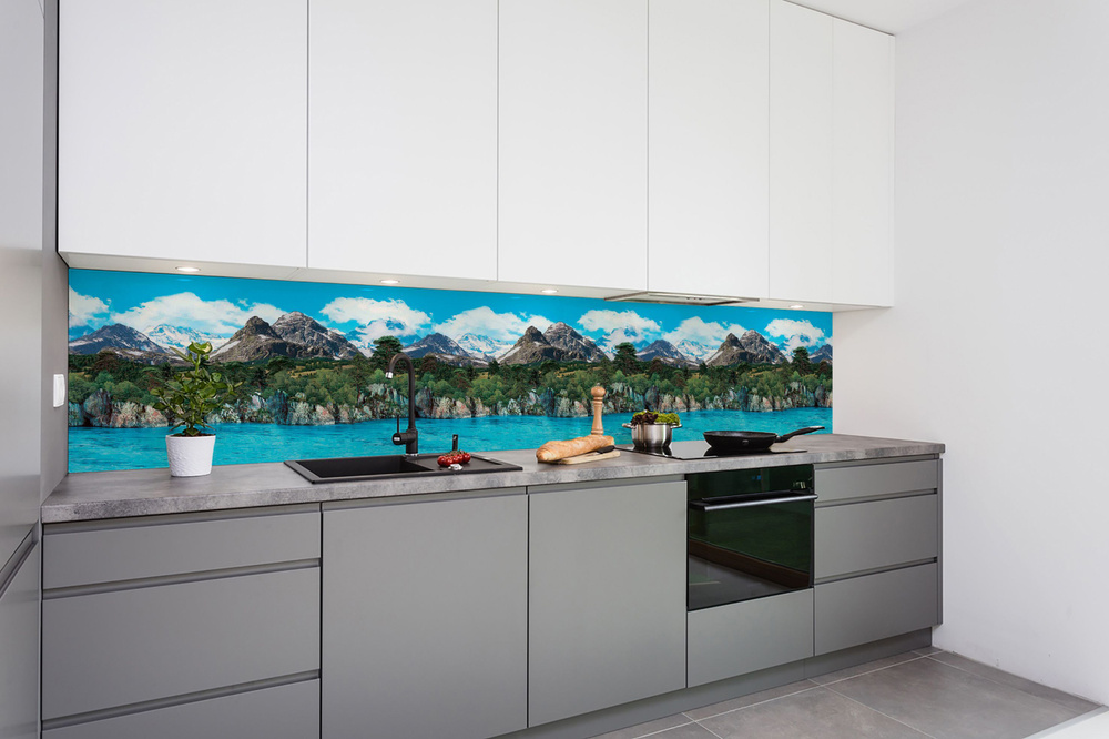Кухонный фартук (стеновая панель) из пластика Горы , 600 * 3000 АБС, 3000 мм  #1