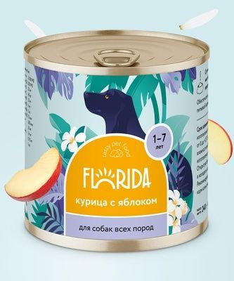 Florida (Флорида) консервы для собак "Курица с яблоком", 2 шт по 400г  #1