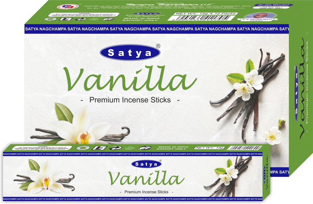 Благовония Vanilla (Ваниль) Ароматические индийские палочки для дома, йоги и медитации, Satya Premium #1