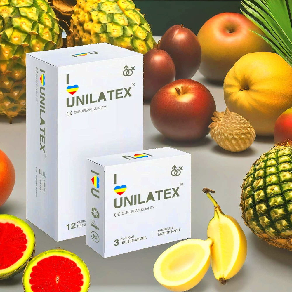 Презервативы для секса мультифруктовые Unilatex Multifruits 12 шт + 3 шт в подарок  #1