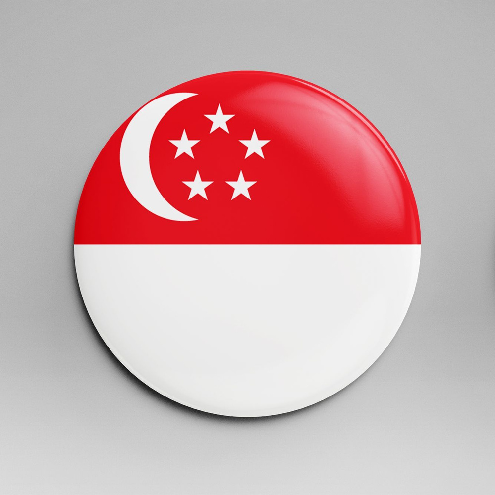 Зеркало карманное 58 мм флаг Сингапур #1