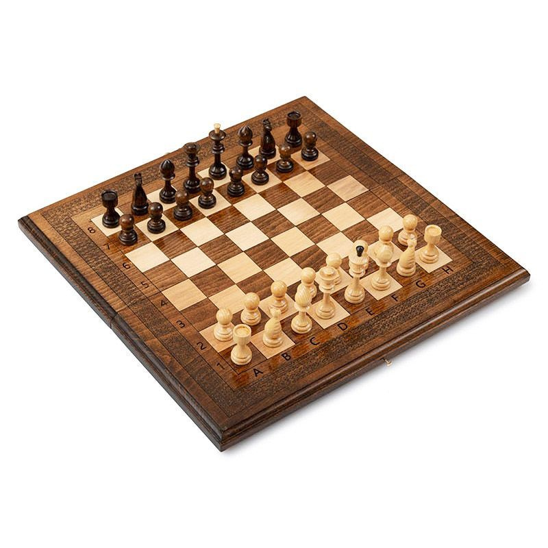 Шахматы + Нарды резные 40, Haleyan подарочные средние малые деревянные из бука резаные 40х40 армянские #1