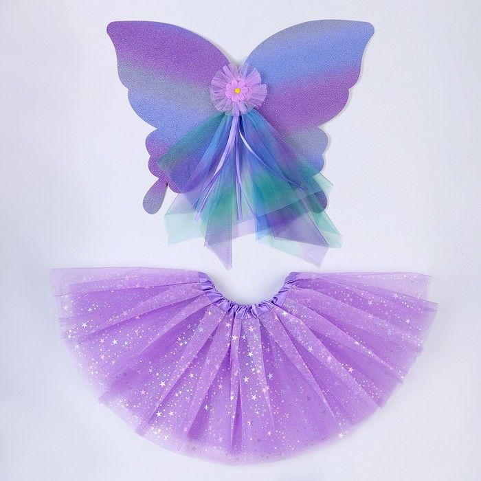 Карнавальный набор "Бабочка", 5-7 лет, сиреневый: юбка с х/б подкладом, крылья  #1