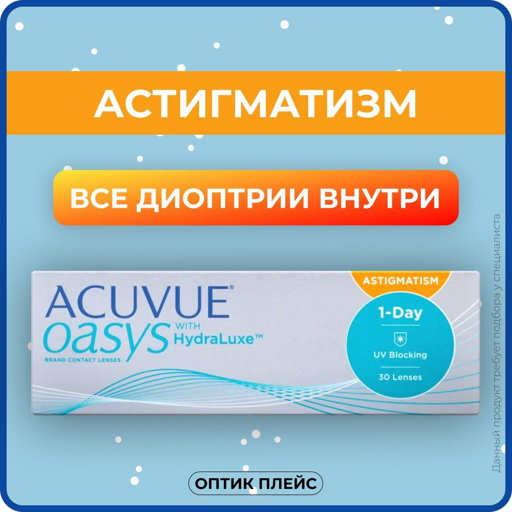 Астигматические линзы ACUVUE OASYS 1-Day with HydraLuxe for Astigmatism (30 линз) Ось 170, Оптическая #1