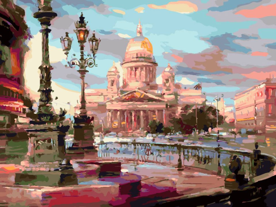 Картина по номерам Белоснежка "Площади Санкт-Петербурга" (30х40 см, холст на подрамнике)  #1