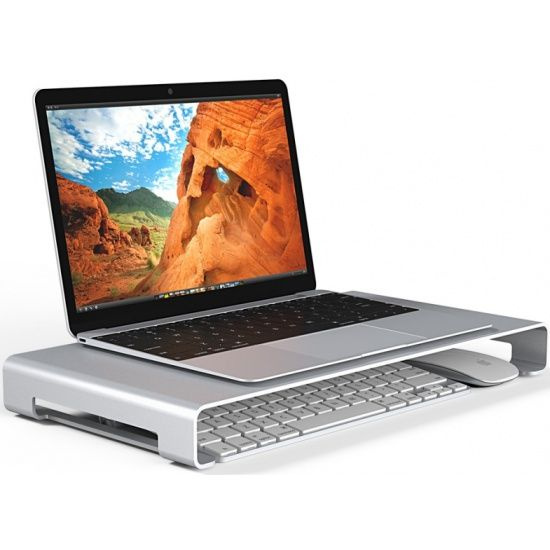 Подставка для монитора или ноутбука алюминиевая KCS-1 серебристый, алюминий толщиной 3 мм, 40х21х6.5см #1