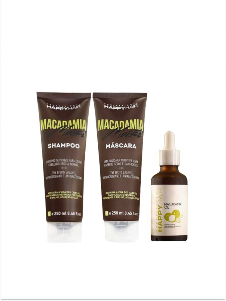 Бессульфатный набор для волос Шампунь + Маска + Масло Happy Hair Macadamia Moist  #1