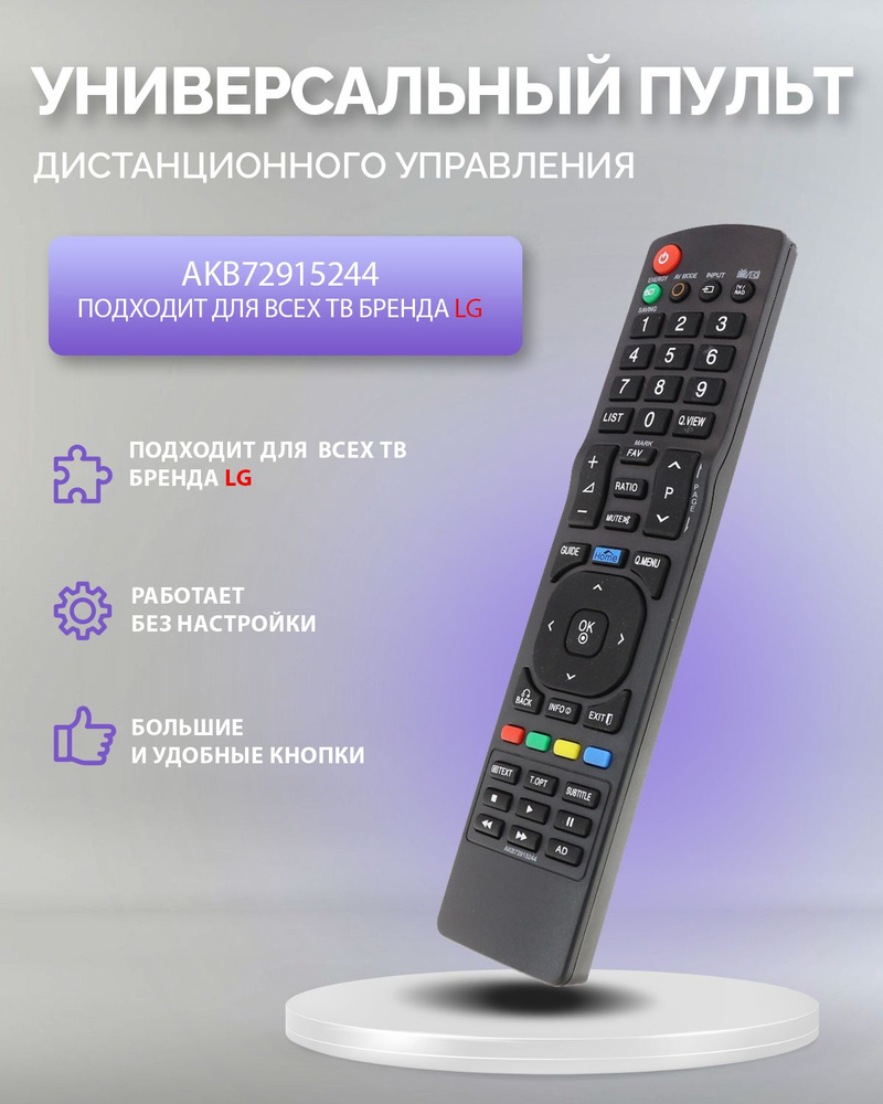 Пульт для всех телевизоров LG (ЛДЖИ). Работает без настройки. AKB72915244 (AKB72915236)  #1