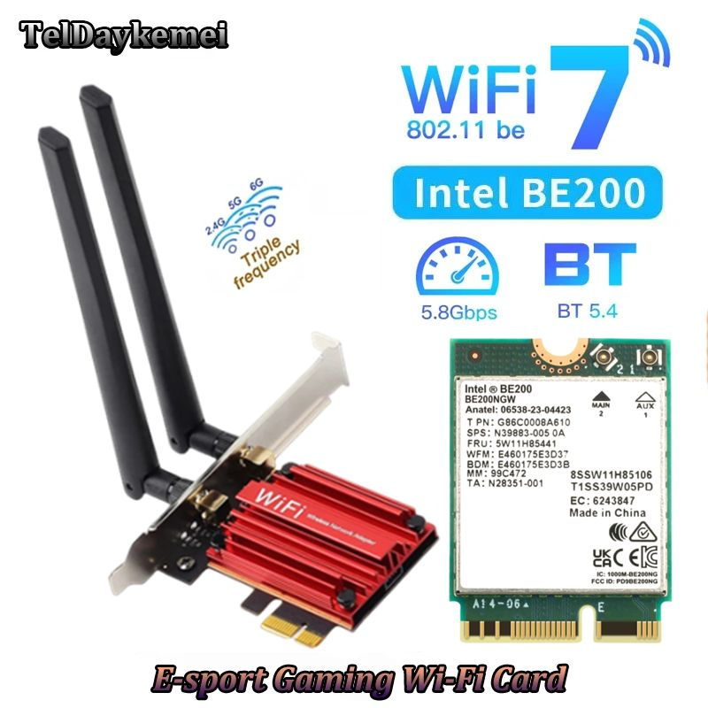 Wi Fi адаптер Intel Wi Fi 7 Адаптер Intel BE200 5 8Gbps Bluetooth 5 4