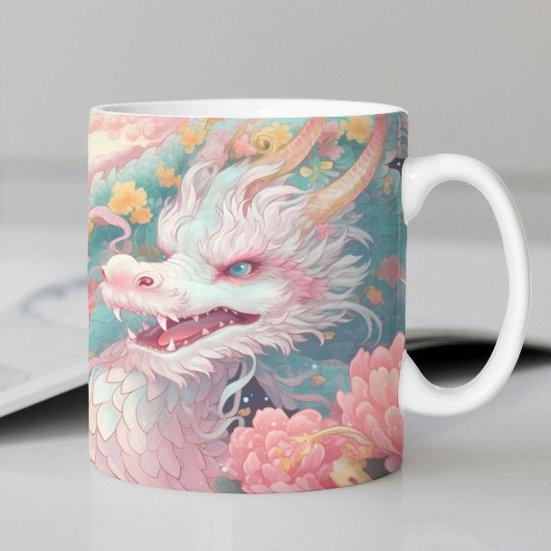 Кружка в подарок на Новый год 2024, чашка для кофе и чая, кружки с драконом, подарочный набор для женщин #1