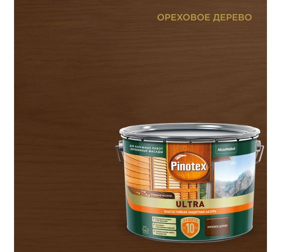 Влагостойкая защитная лазурь для древесины PINOTEX ULTRA NW (орех; 9 л) 5803406  #1