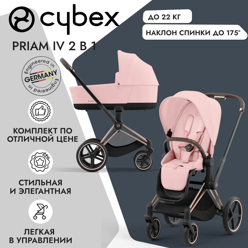 Cybex Priam IV 2 в 1 2024 шасси Rosegold/Peach Pink детская коляска Cybex Platinum  #1