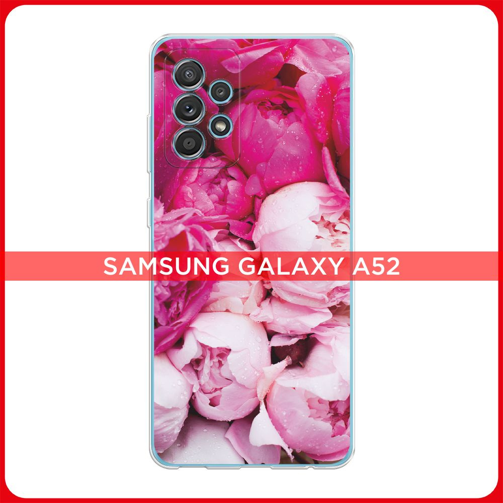 Силиконовый чехол на Samsung Galaxy A52/A52s / Самсунг А52/A52s Пионы розово-белые  #1