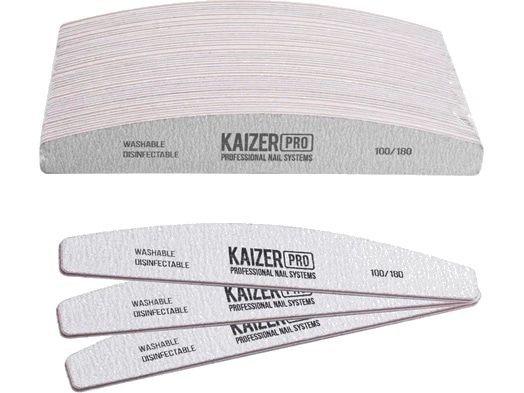 Пилка для ногтей 100/180 Kaizer Professional plastic-based file, soft, boat, length 180 mm., color grey #1