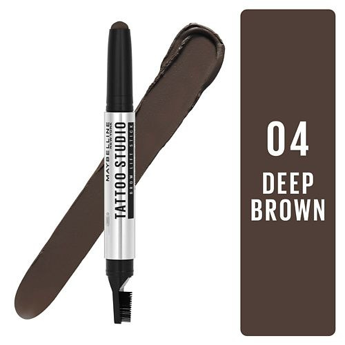 MAYBELLINE NEW YORK Карандаш для бровей с эффектом ламинирования "Tattoo Brow Lift", 04 Темно-коричневый, #1