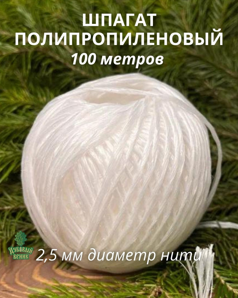 Дубовый Веник Шпагат крепежный 100 м, 2.5 мм, 45 кгс, Полипропилен  #1