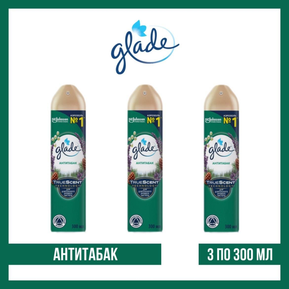 Комплект 3 шт. Аэрозоль Glade 5в1 Антитабак, 3 шт. по 300 мл. #1