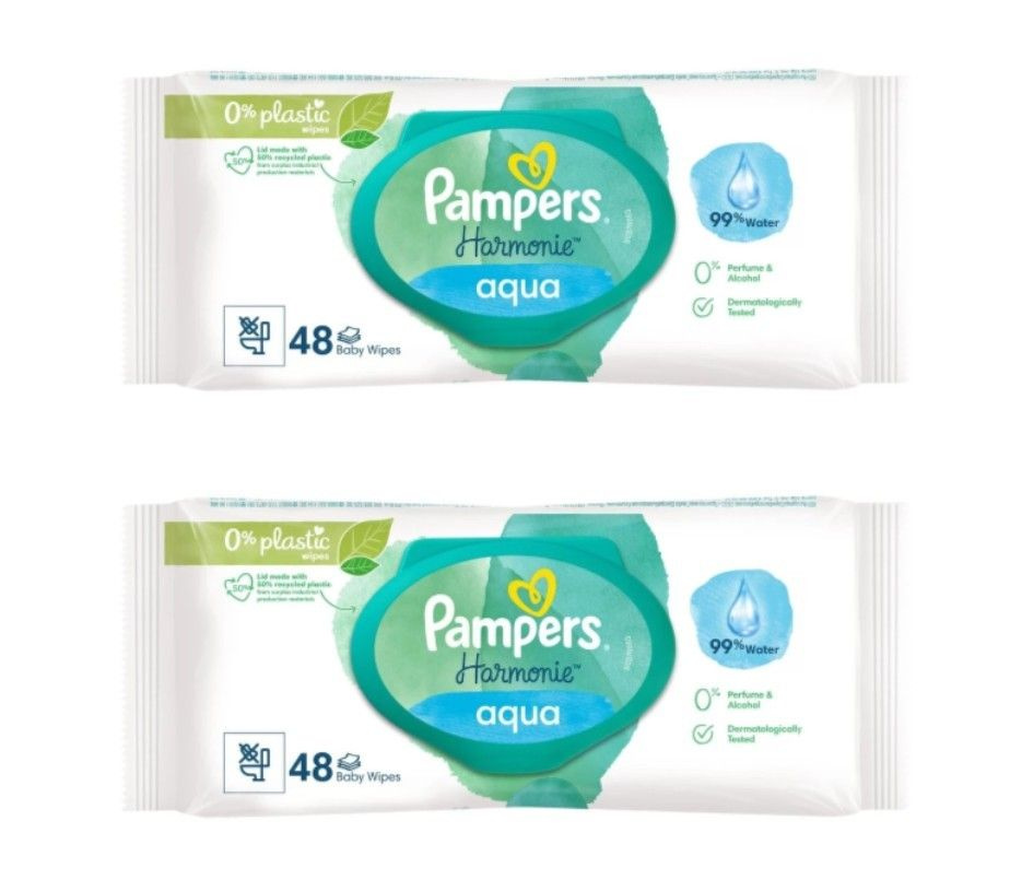 Pampers Влажные салфетки для детей Aqua Pure, 48 шт, 2 уп #1