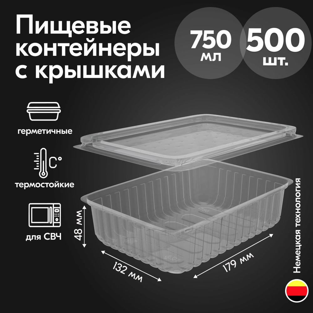 Контейнер одноразовый (500 предметов) Ecopakplast - купить по выгодной цене  в интернет-магазине OZON (692581893)