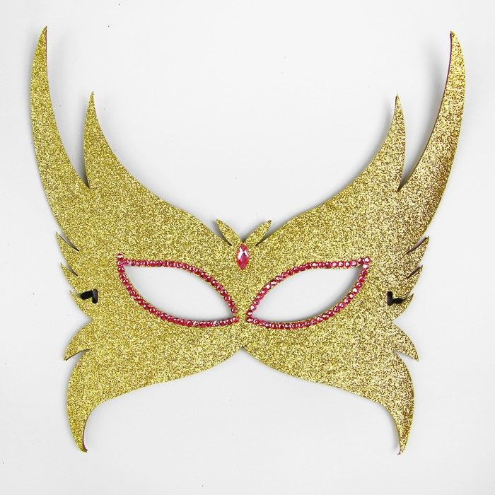 Карнавальная маска КНР "Загадка", золотистая, 24х24,5 см #1