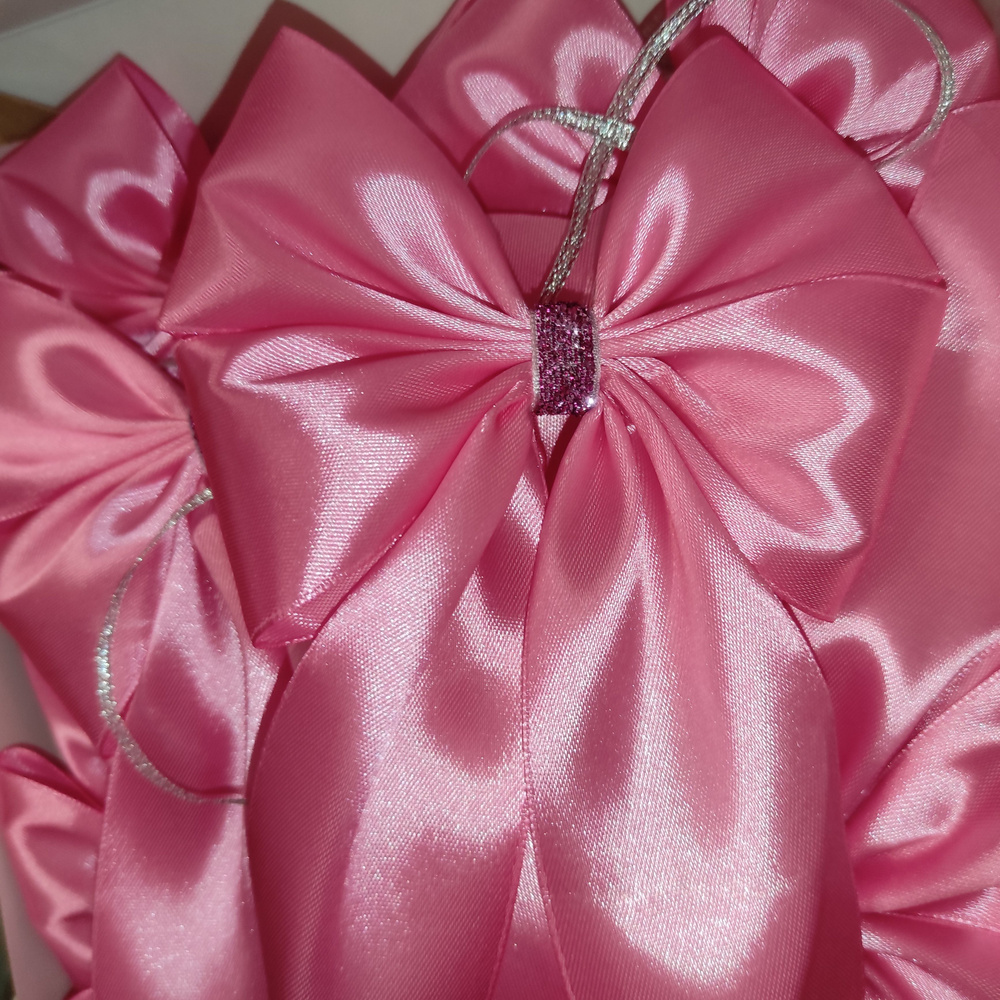 Елочное украшение, набор бантики на елку 10 шт, розовый цвет  #1