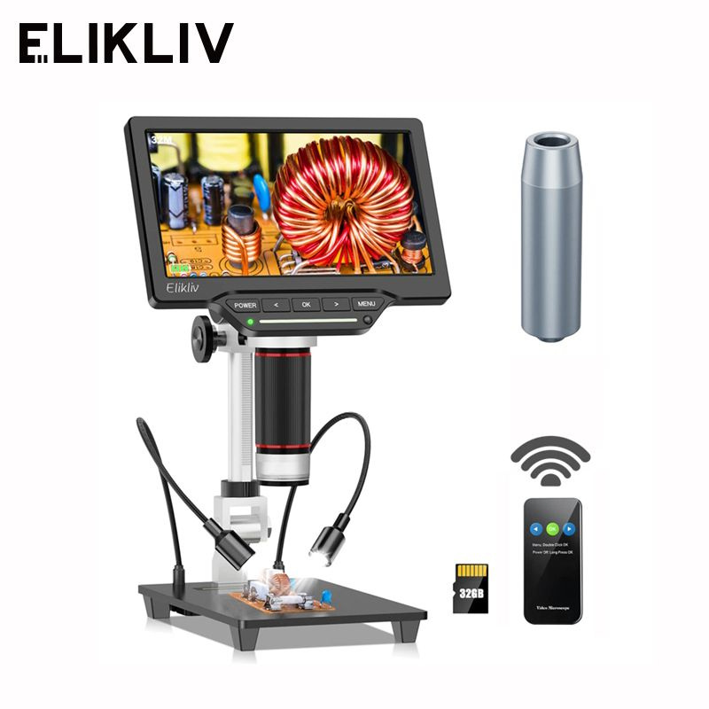 Цифровой микроскоп Elikliv EDM201 с ЖК-дисплеем 7 дюймов 1300X, микроскоп HDMI 16MP, цифровой микроскоп #1