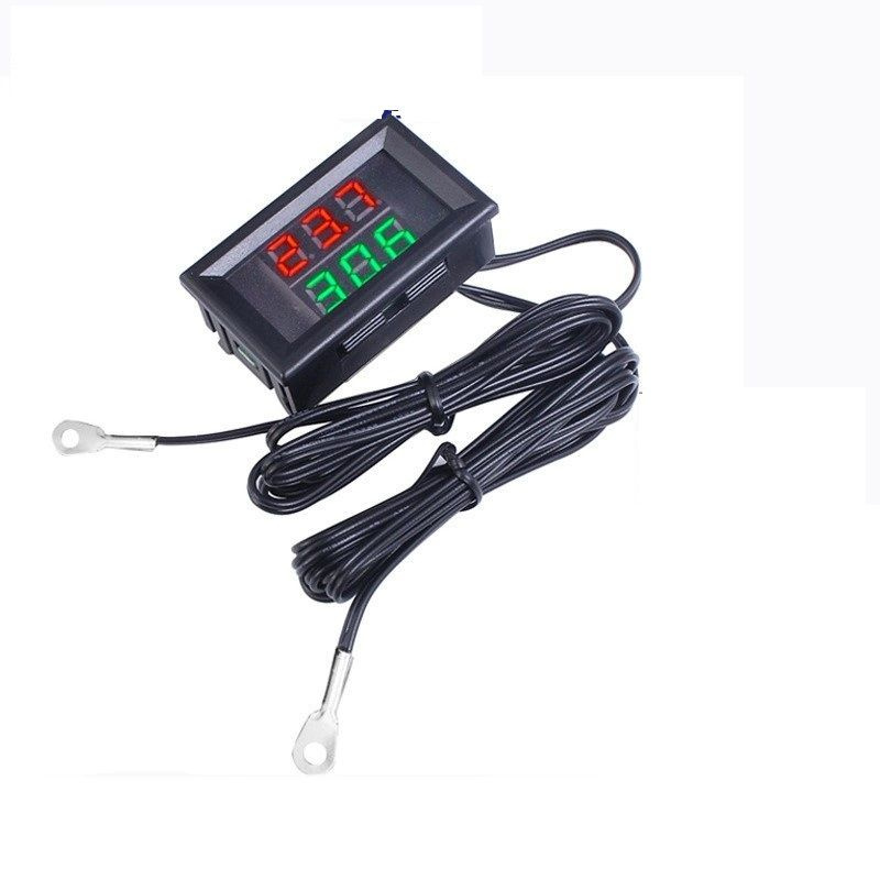 Digital Thermometer,-55-+120C Red Green,2-ch,Цифровой двухканальный термометр с выносными датчиками температуры, #1