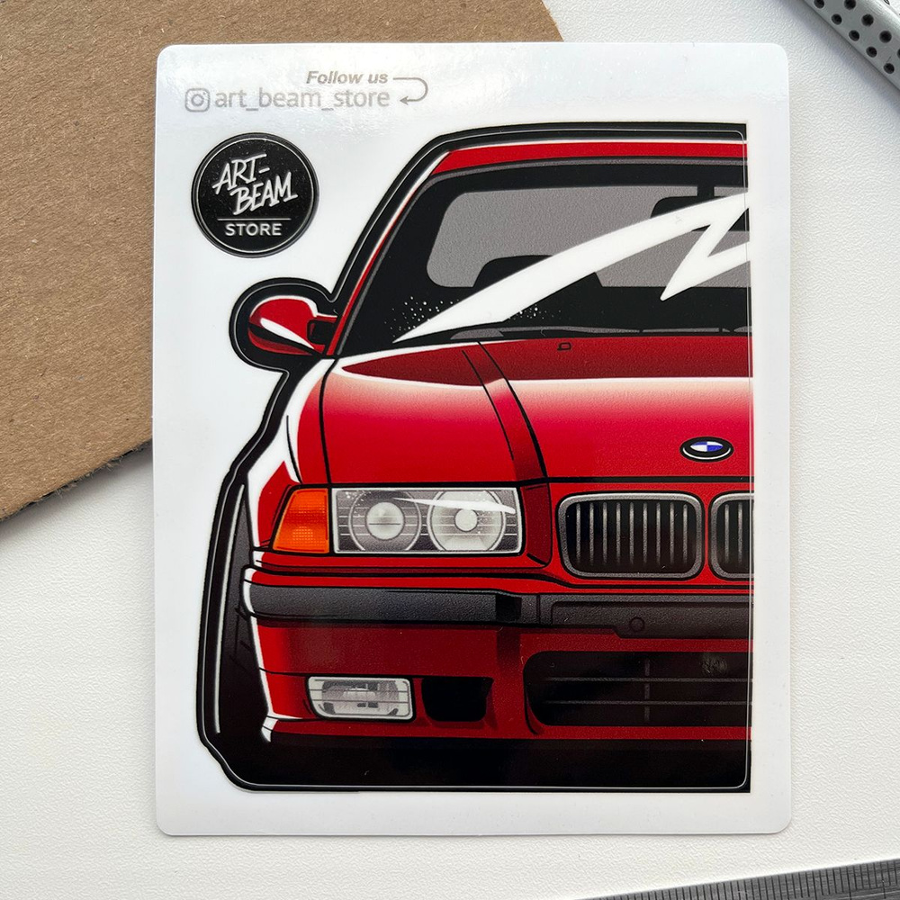 Виниловая наклейка авто BMW E36 M3, dark red #1