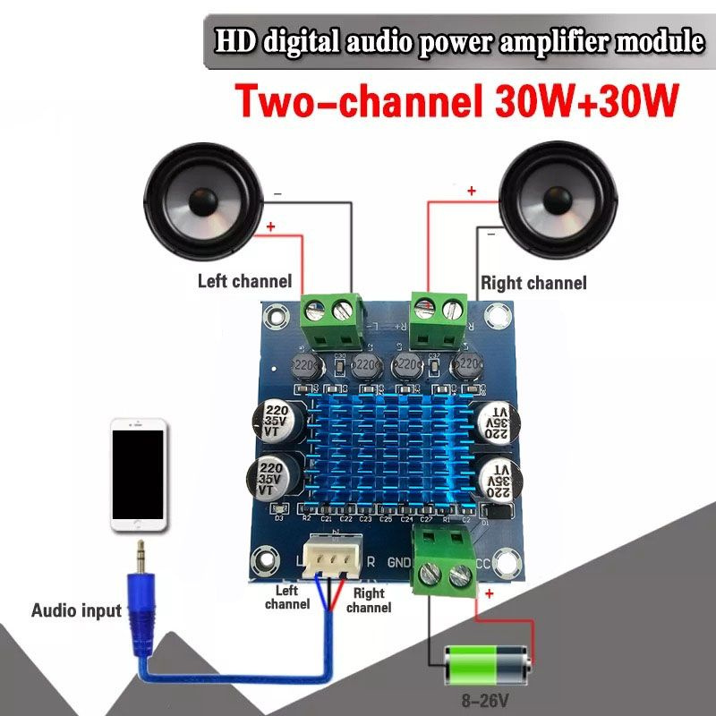 Аудио усилитель мощности звука для колонок XH-A232 30 Вт + 30 Вт Тип2  #1