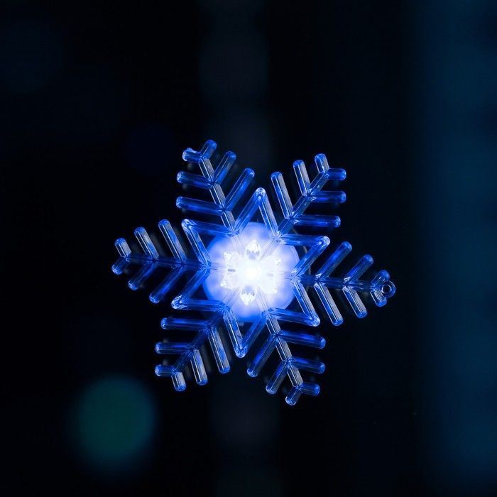 Светодиодная игрушка новогодняя Luazon Lighting "Снежинка", на липучке, 11 см, батарейки LR44х3, мульти-свечение #1