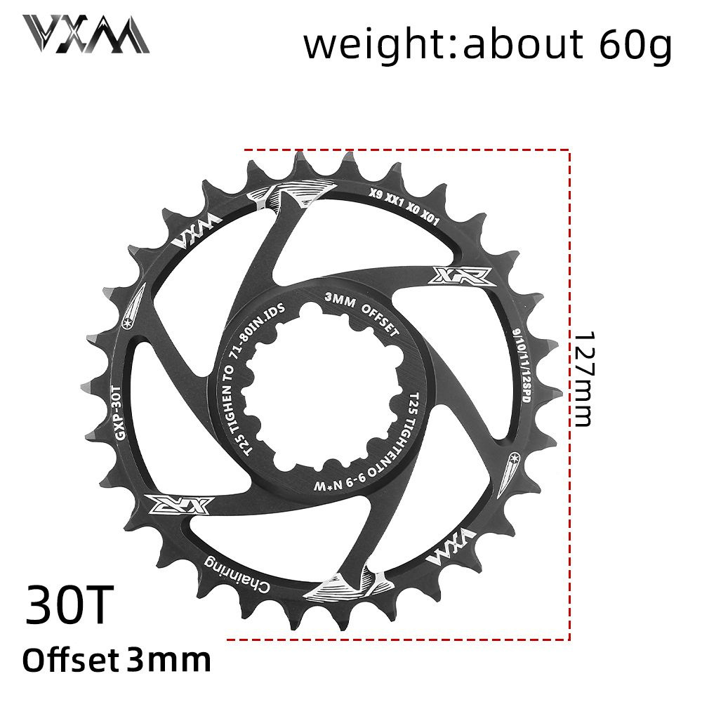 Звезда передняя Vxm Sram Direct Mount, 3mm offset 30T черная #1