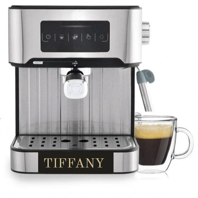 TIFFANY Профессиональная кофеварка TF-1603, серебристый #1
