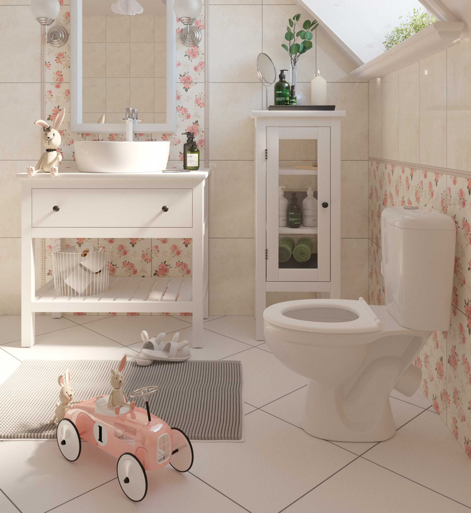 Унитаз-компакт Литл детский , двухсливный спуск, косой выпуск, нижний ...