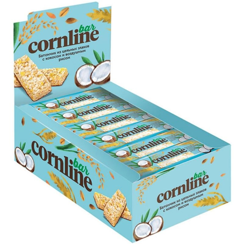 Батончик Cornline из цельных злаков с кокосом и воздушным рисом 30 г (18 штук в упаковке)  #1