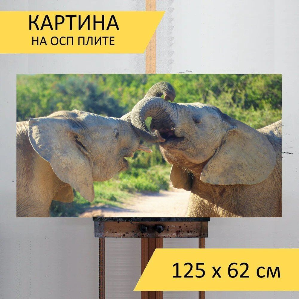 LotsPrints Картина "Слон, дикая природа, млекопитающее 16", 125 х 62 см  #1