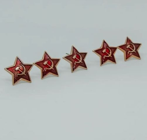 Значок-кокарда военная Красная звезда на пилотку, шапку-ушанку, брошь, 5 шт.  #1