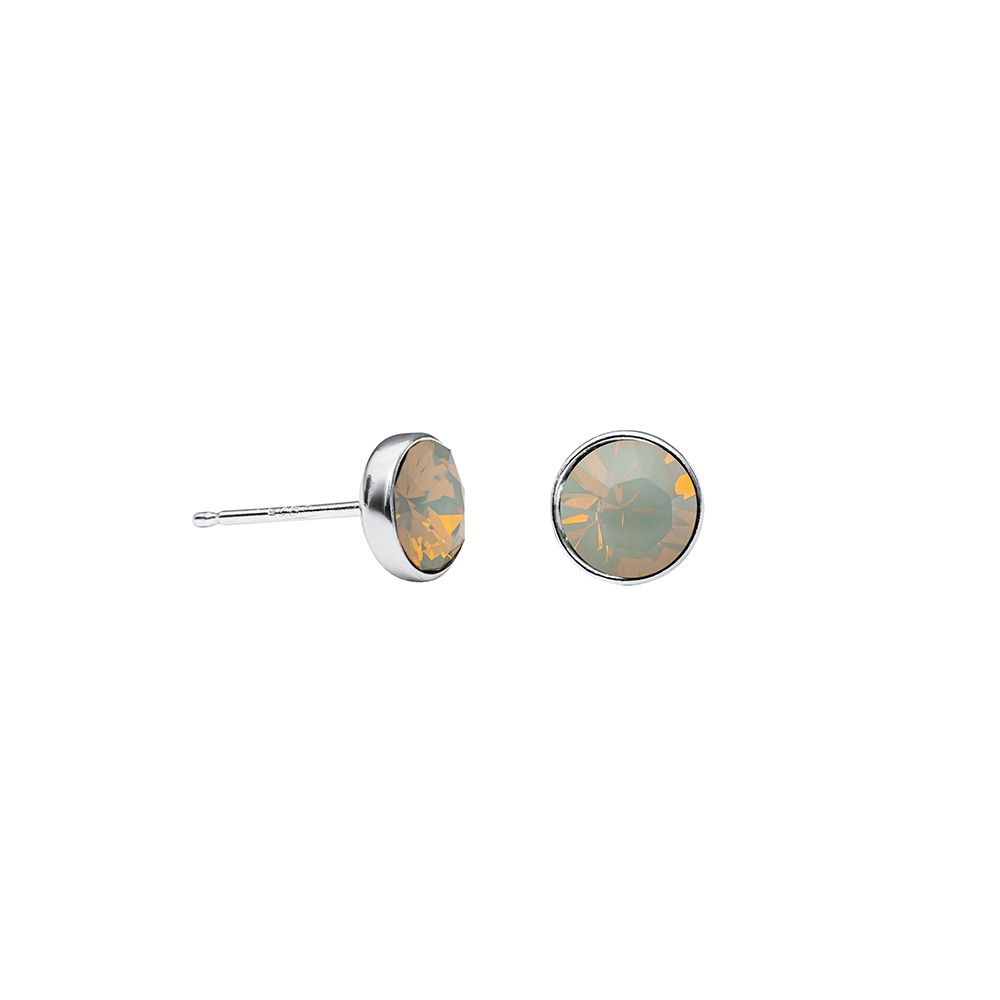 Серьги пусеты женские Light Grey Opal 5 mm Fiore Luna, кристаллы Swarovski, бижутерный сплав  #1