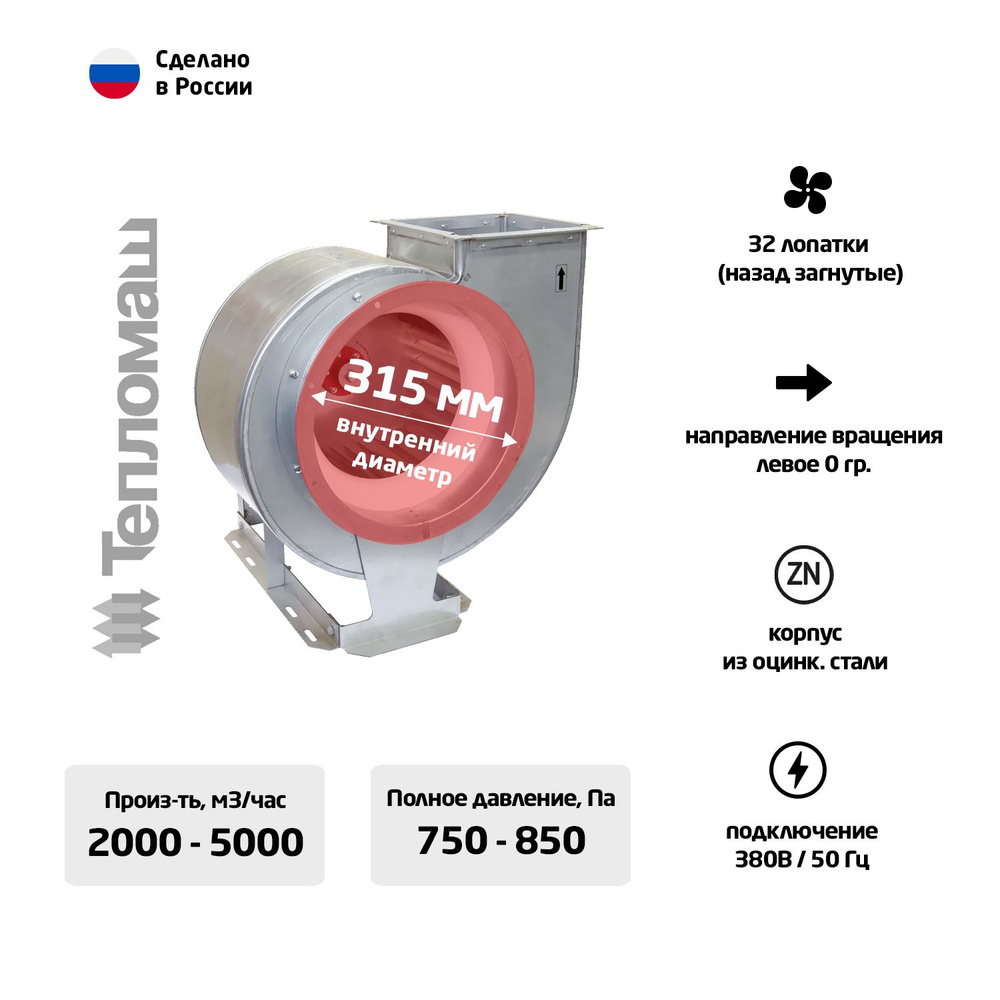 Вентилятор радиальный ВЦ 14-46-3,15 2,2*1500 Лев.0 (оцинк.) #1