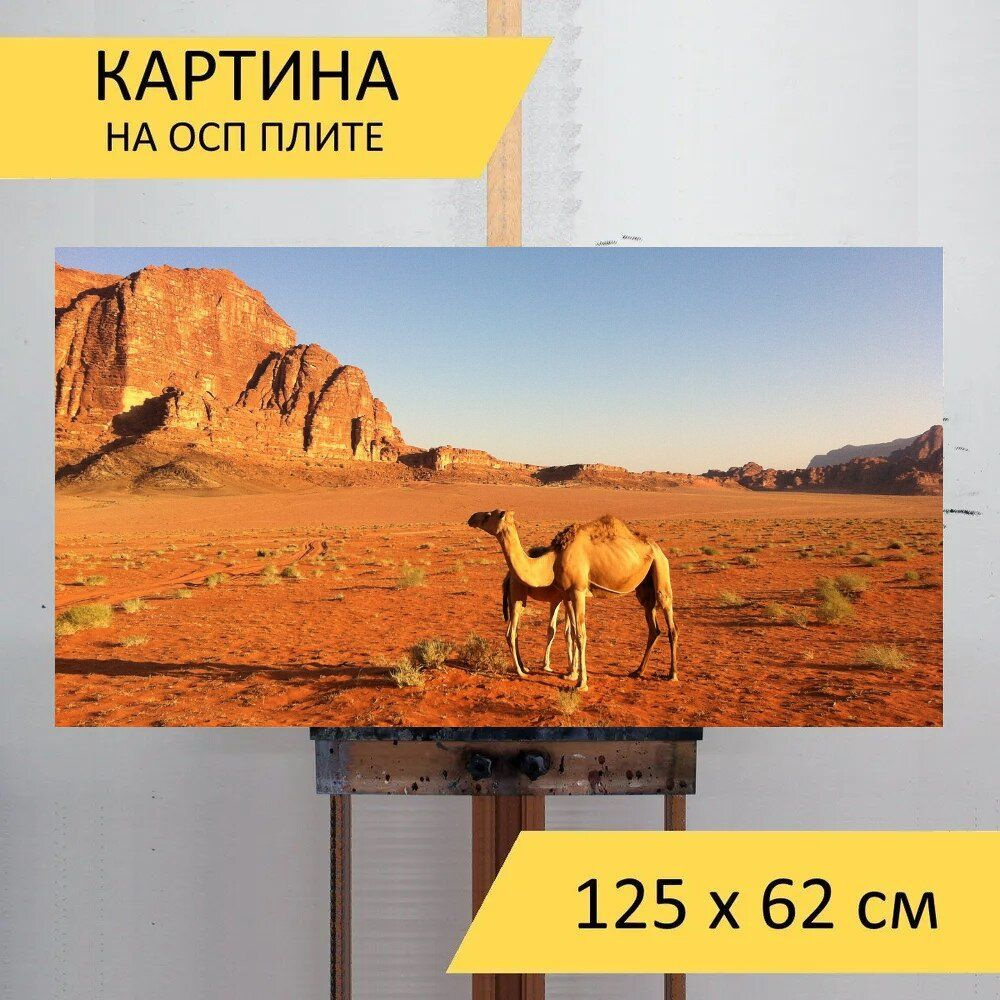 LotsPrints Картина "Пустыня, верблюд, иордания 49", 125  х 62 см #1