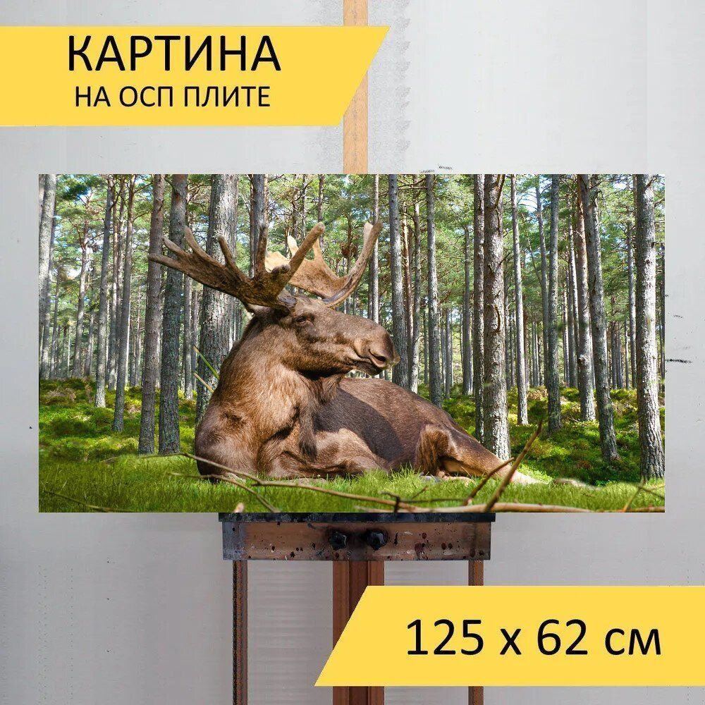 LotsPrints Картина "Лось, лес, природа 94", 125  х 62 см #1