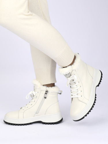 Ботинки Зимние Женские Натуральная Кожа и Мех Белые – купить винтернет-магазине OZON по низкой цене