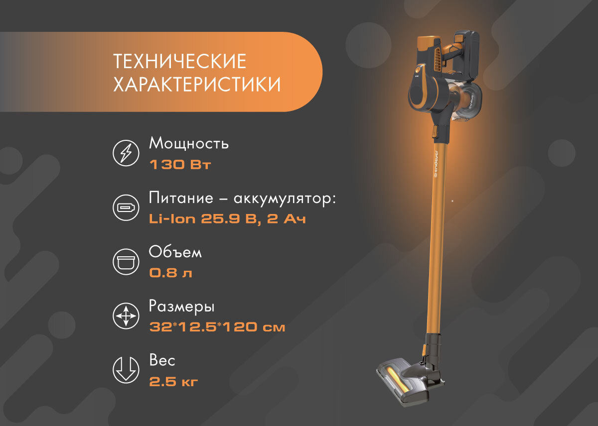 Вертикальный пылесос циклонного типа аккумуляторный ENDEVER SKYCLEAN VC-301