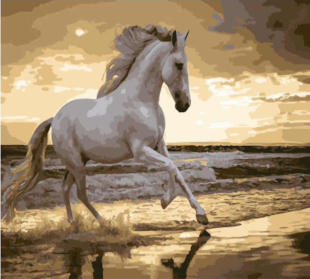 Картина по номерам "Ретивый конь". Товар уцененный #1