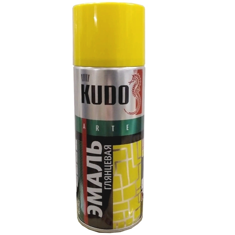 KUDO Аэрозольная краска Гладкая, Алкидная, Глянцевое покрытие, желтый  #1