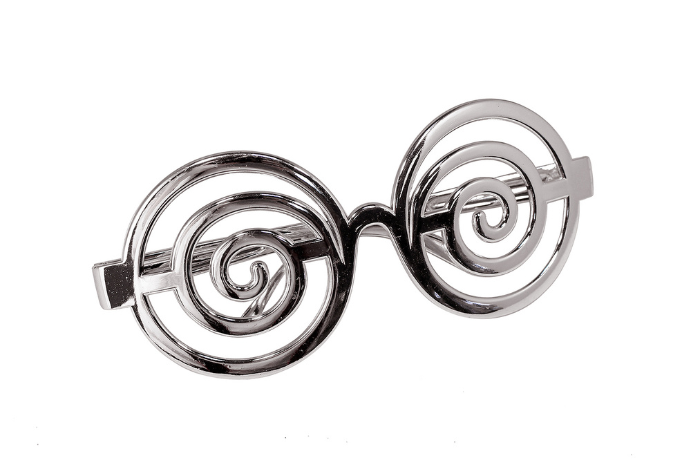 Карнавальные очки пластиковые Спираль серебро #1