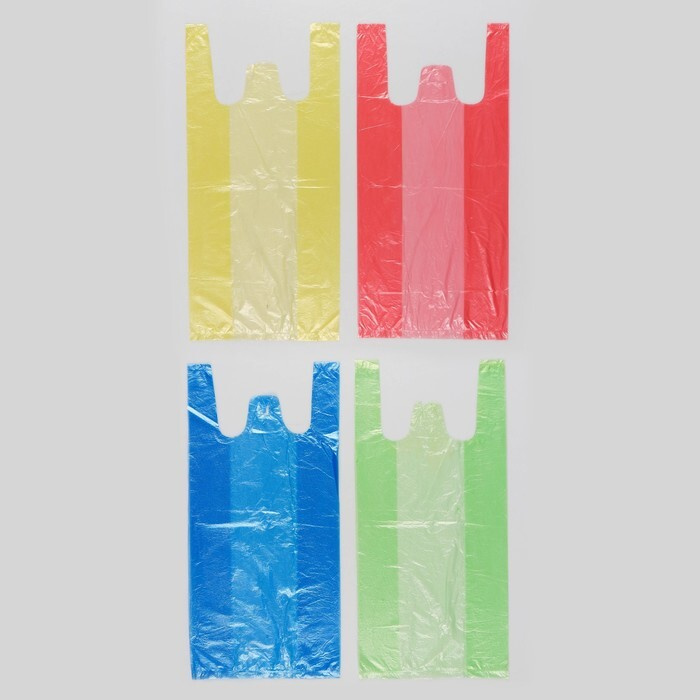Пакет "4 цвета", полиэтиленовый, майка, ассорти, 40х20 см, 8 мкм  #1