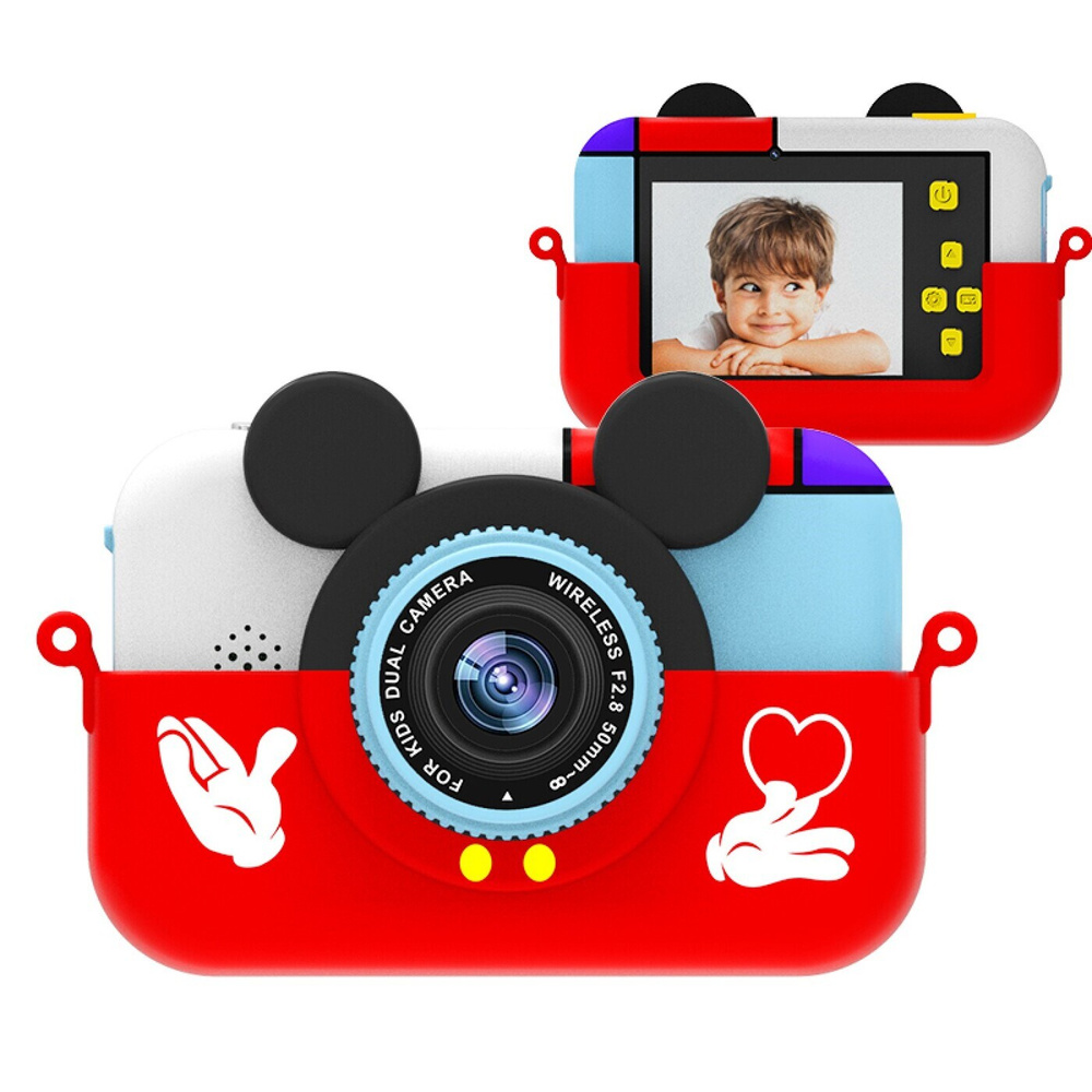 Компактный фотоаппарат Детский цифровой фотоаппарат Fun Camera Mickey Mouse, красный, красный  #1