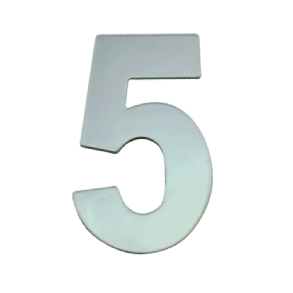 Номер дверной "5" металл, клеевая основа CP (хром) MARLOK #1