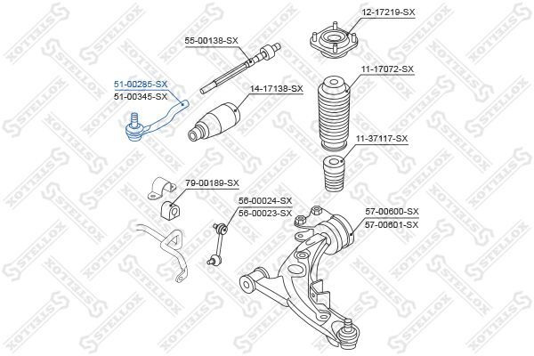 Наконечник поперечной рулевой тяги 51-00285-SX #1